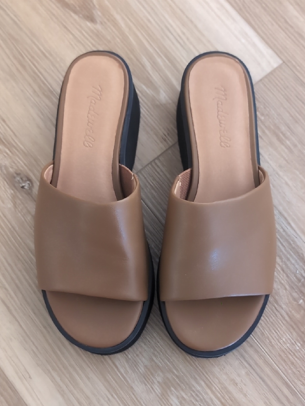 Madewell Meesha Brown Leather Slide Sandals Mules